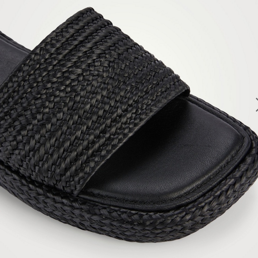 VINCE black Raffia Slide Sandals - Picture 4 of 11